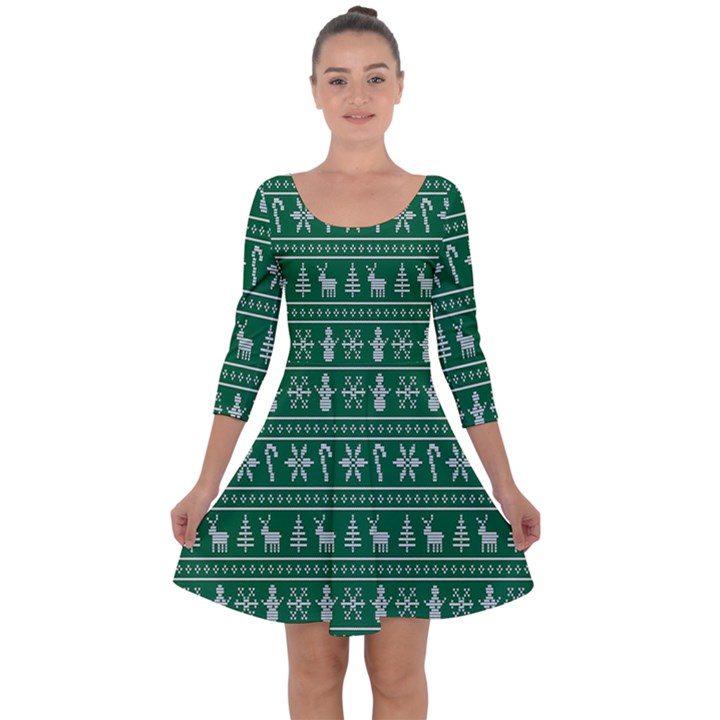 Wallpaper Ugly Sweater Backgrounds Christmas Quarter Sleeve Skater Dress