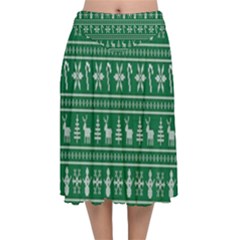 Wallpaper Ugly Sweater Backgrounds Christmas Velvet Flared Midi Skirt by artworkshop