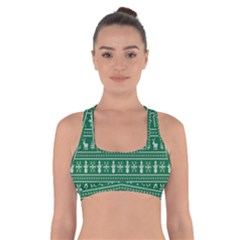 Wallpaper Ugly Sweater Backgrounds Christmas Cross Back Sports Bra by artworkshop