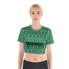 Wallpaper Ugly Sweater Backgrounds Christmas Cotton Crop Top by artworkshop