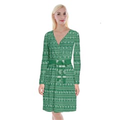 Wallpaper Ugly Sweater Backgrounds Christmas Long Sleeve Velvet Front Wrap Dress by artworkshop