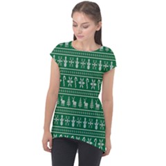 Wallpaper Ugly Sweater Backgrounds Christmas Cap Sleeve High Low Top by artworkshop