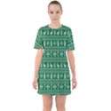 Wallpaper Ugly Sweater Backgrounds Christmas Sixties Short Sleeve Mini Dress View1