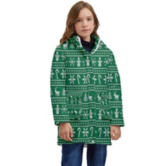 Wallpaper Ugly Sweater Backgrounds Christmas Kids  Hooded Longline Puffer Jacket