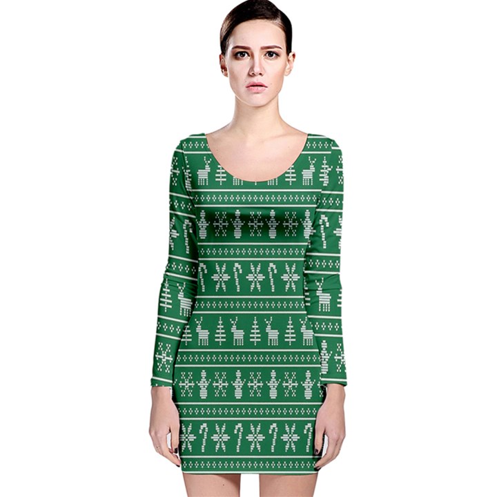 Wallpaper Ugly Sweater Backgrounds Christmas Long Sleeve Velvet Bodycon Dress