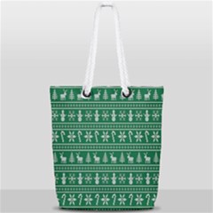 Wallpaper Ugly Sweater Backgrounds Christmas Full Print Rope Handle Tote (small) by artworkshop