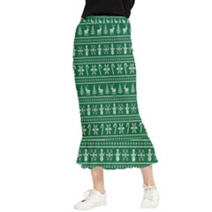 Wallpaper Ugly Sweater Backgrounds Christmas Maxi Fishtail Chiffon Skirt