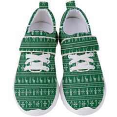 Wallpaper Ugly Sweater Backgrounds Christmas Women s Velcro Strap Shoes by artworkshop