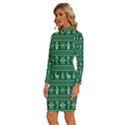 Wallpaper Ugly Sweater Backgrounds Christmas Long Sleeve Shirt Collar Bodycon Dress View2