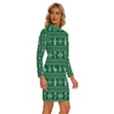 Wallpaper Ugly Sweater Backgrounds Christmas Long Sleeve Shirt Collar Bodycon Dress View3