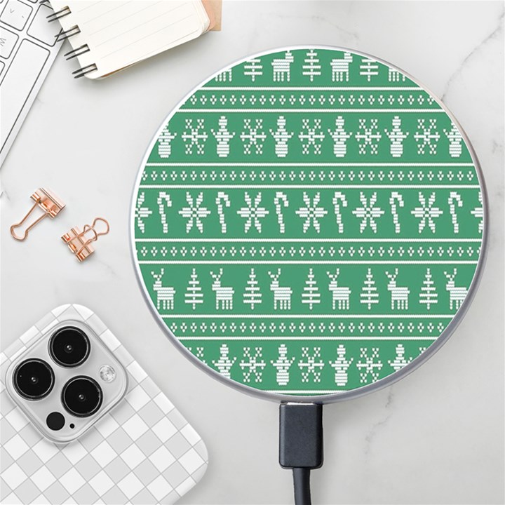 Wallpaper Ugly Sweater Backgrounds Christmas Wireless Fast Charger(White)