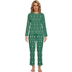 Wallpaper Ugly Sweater Backgrounds Christmas Womens  Long Sleeve Lightweight Pajamas Set by artworkshop