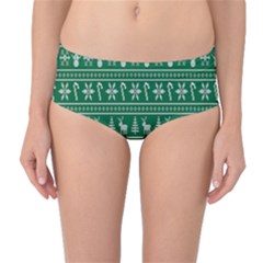 Wallpaper Ugly Sweater Backgrounds Christmas Mid-waist Bikini Bottoms by artworkshop