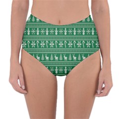 Wallpaper Ugly Sweater Backgrounds Christmas Reversible High-waist Bikini Bottoms