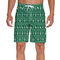 Wallpaper Ugly Sweater Backgrounds Christmas Men s Beach Shorts by artworkshop