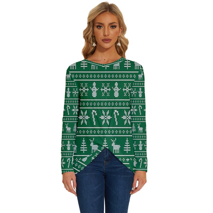 Wallpaper Ugly Sweater Backgrounds Christmas Long Sleeve Crew Neck Pullover Top