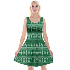 Wallpaper Ugly Sweater Backgrounds Christmas Reversible Velvet Sleeveless Dress by artworkshop