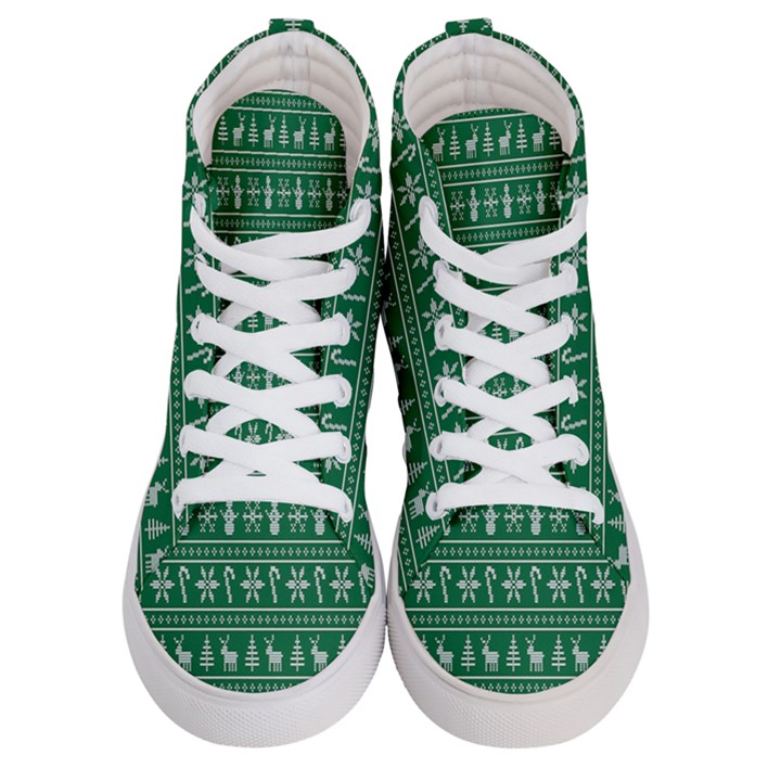 Wallpaper Ugly Sweater Backgrounds Christmas Women s Hi-Top Skate Sneakers