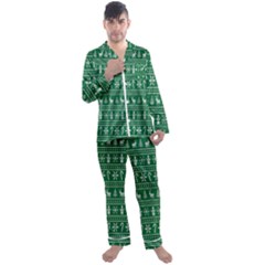 Wallpaper Ugly Sweater Backgrounds Christmas Men s Long Sleeve Satin Pajamas Set