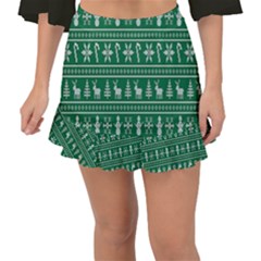 Wallpaper Ugly Sweater Backgrounds Christmas Fishtail Mini Chiffon Skirt by artworkshop