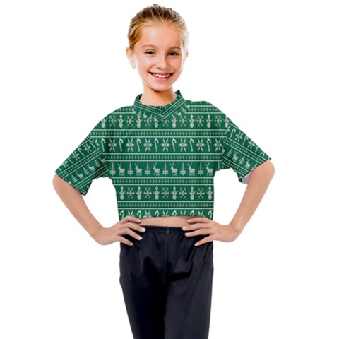 Wallpaper Ugly Sweater Backgrounds Christmas Kids Mock Neck T-shirt by artworkshop