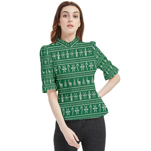 Wallpaper Ugly Sweater Backgrounds Christmas Frill Neck Blouse by artworkshop