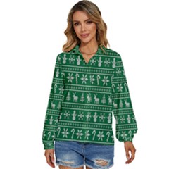 Wallpaper Ugly Sweater Backgrounds Christmas Women s Long Sleeve Button Up Shirt