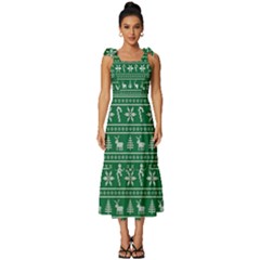 Wallpaper Ugly Sweater Backgrounds Christmas Tie-strap Tiered Midi Chiffon Dress by artworkshop