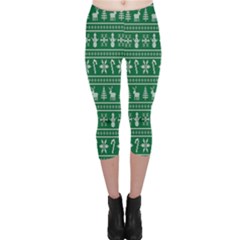 Wallpaper Ugly Sweater Backgrounds Christmas Capri Leggings  by artworkshop