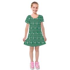 Wallpaper Ugly Sweater Backgrounds Christmas Kids  Short Sleeve Velvet Dress by artworkshop