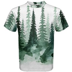 Tree Watercolor Painting Pine Forest Men s Cotton T-shirt by Hannah976