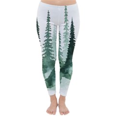 Tree Watercolor Painting Pine Forest Classic Winter Leggings by Hannah976