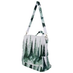 Tree Watercolor Painting Pine Forest Crossbody Backpack by Hannah976