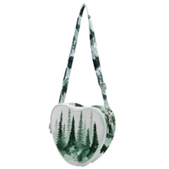 Tree Watercolor Painting Pine Forest Heart Shoulder Bag by Hannah976