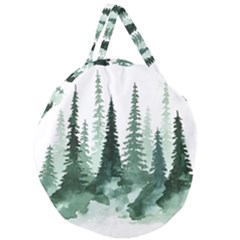 Tree Watercolor Painting Pine Forest Giant Round Zipper Tote by Hannah976