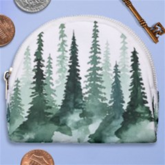 Tree Watercolor Painting Pine Forest Horseshoe Style Canvas Pouch by Hannah976