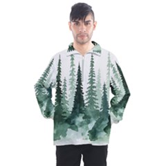 Tree Watercolor Painting Pine Forest Men s Half Zip Pullover by Hannah976