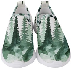 Tree Watercolor Painting Pine Forest Kids  Slip On Sneakers by Hannah976