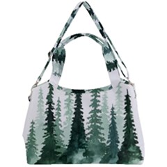 Tree Watercolor Painting Pine Forest Double Compartment Shoulder Bag by Hannah976