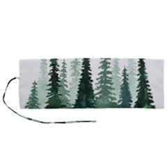 Tree Watercolor Painting Pine Forest Roll Up Canvas Pencil Holder (m) by Hannah976