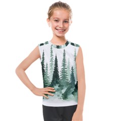 Tree Watercolor Painting Pine Forest Kids  Mesh Tank Top by Hannah976