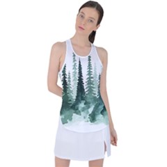 Tree Watercolor Painting Pine Forest Racer Back Mesh Tank Top by Hannah976