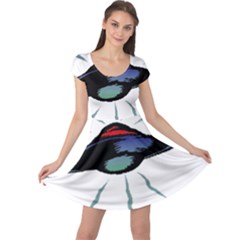 Alien Unidentified Flying Object Ufo Cap Sleeve Dress by Sarkoni