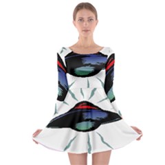 Alien Unidentified Flying Object Ufo Long Sleeve Skater Dress by Sarkoni