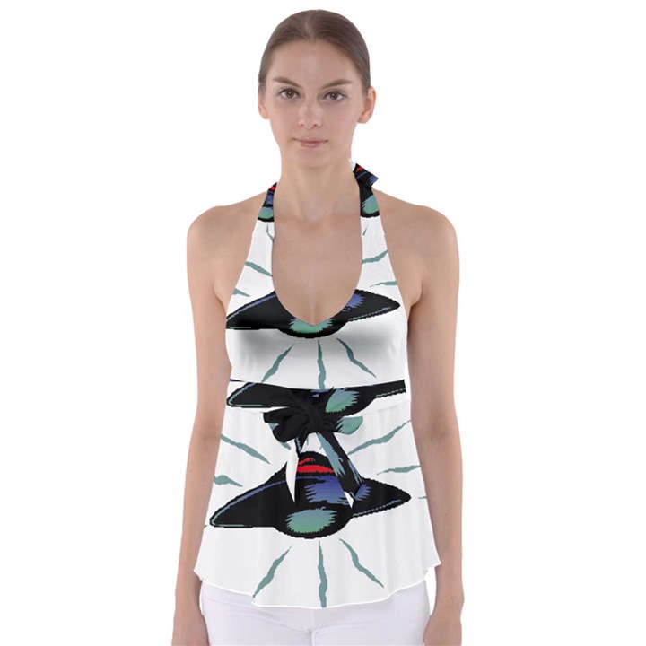 Alien Unidentified Flying Object Ufo Tie Back Tankini Top