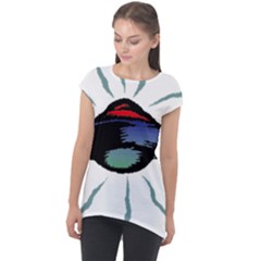 Alien Unidentified Flying Object Ufo Cap Sleeve High Low Top by Sarkoni