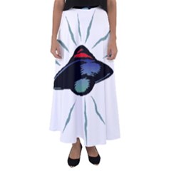 Alien Unidentified Flying Object Ufo Flared Maxi Skirt by Sarkoni