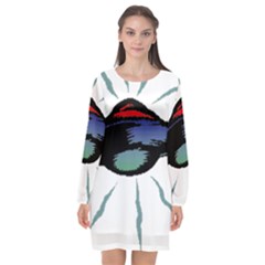 Alien Unidentified Flying Object Ufo Long Sleeve Chiffon Shift Dress  by Sarkoni