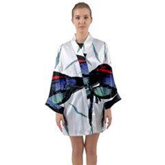 Alien Unidentified Flying Object Ufo Long Sleeve Satin Kimono