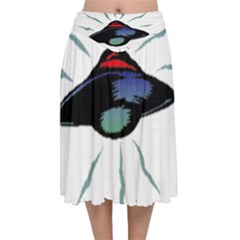 Alien Unidentified Flying Object Ufo Velvet Flared Midi Skirt by Sarkoni